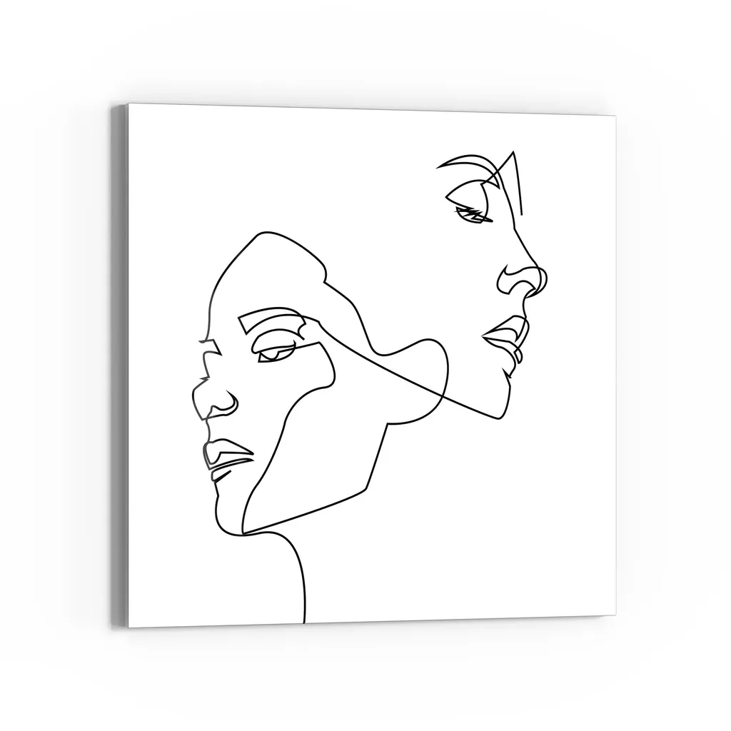 DEQORI Magnettafel Glas 50x50 cm 'Verbundene Gesichter' beschreibbar Whiteboard